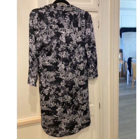 NWT L’AGENCE Black White Jungle Print Button Up Dress Sz Small Jaguar Leopard - Picture 8 of 11